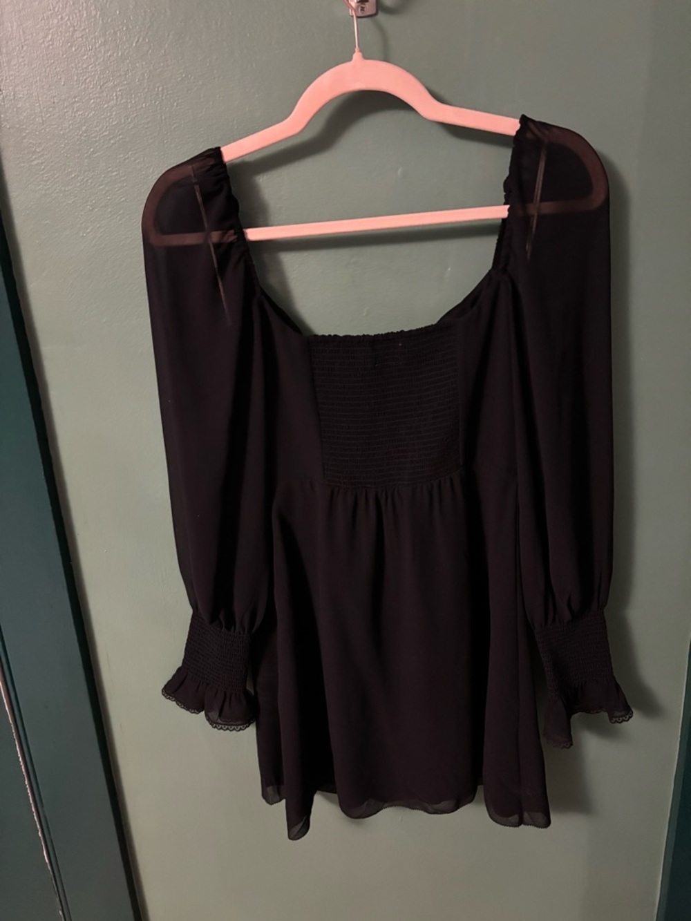 Wilfred Black Long-Sleeve Sheer Scoop-Neck Dress - Picture 2 of 4